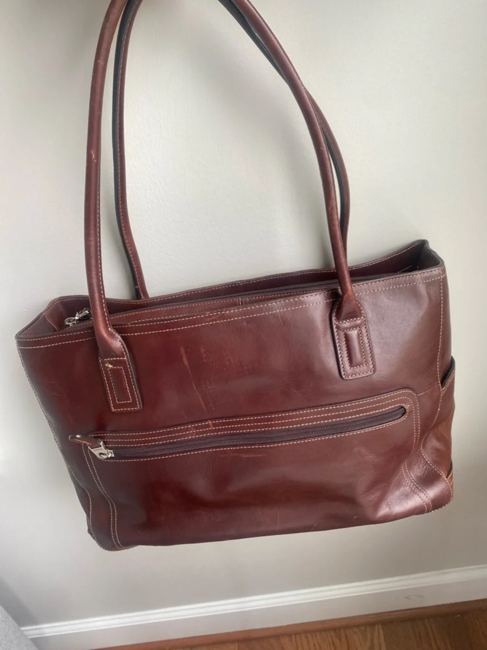 Fossil brown leather business shoulder bag long live vintage since 1954